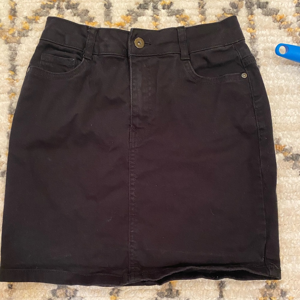 Black denim skirt